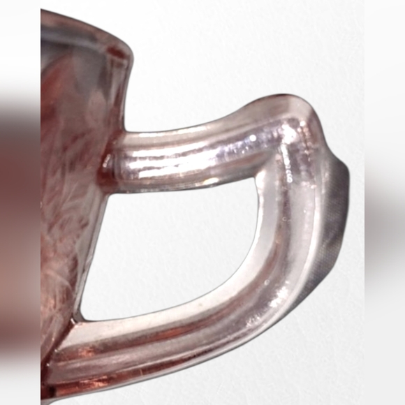 Depression Glass Cup and Saucer Set Floral Pattern Rustic Kitchen - Picture 3 of 8